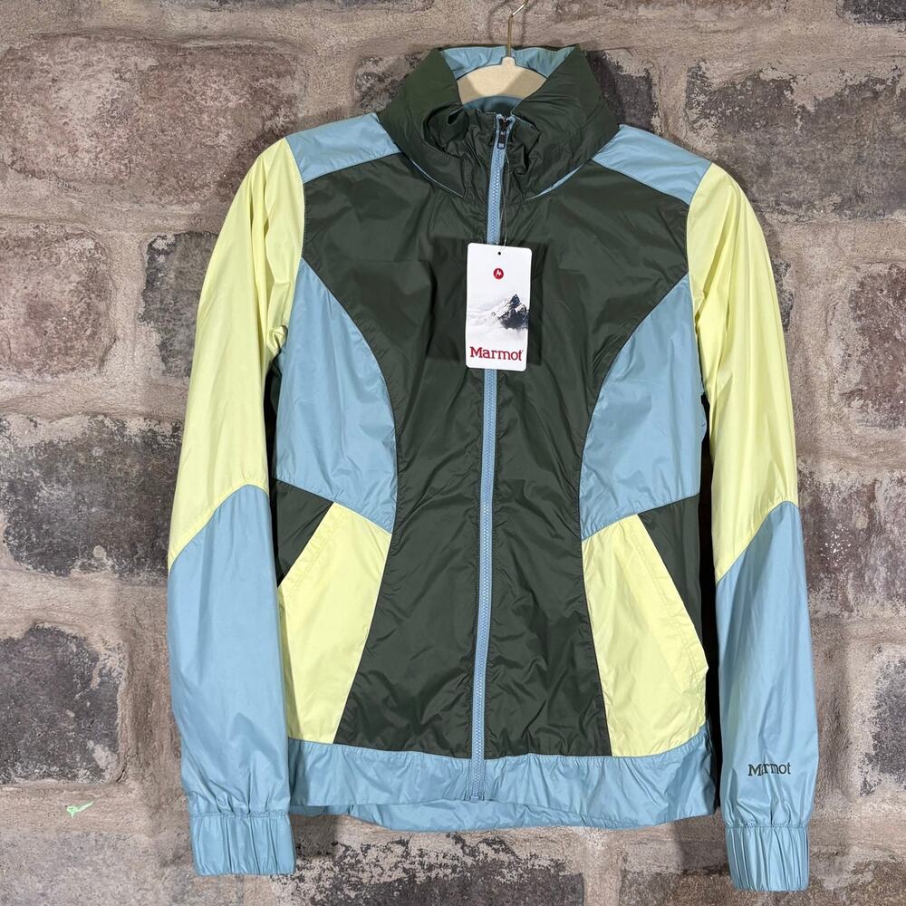 NWT Marmot Laurel Jacket Woman's XS Honeydew Blue Shale Hooded Lightweight‎